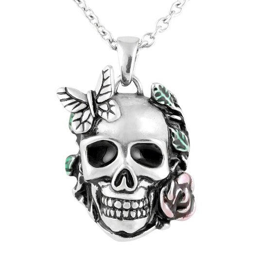 Controse Garden of Life Skull Rose Butterfly Necklace