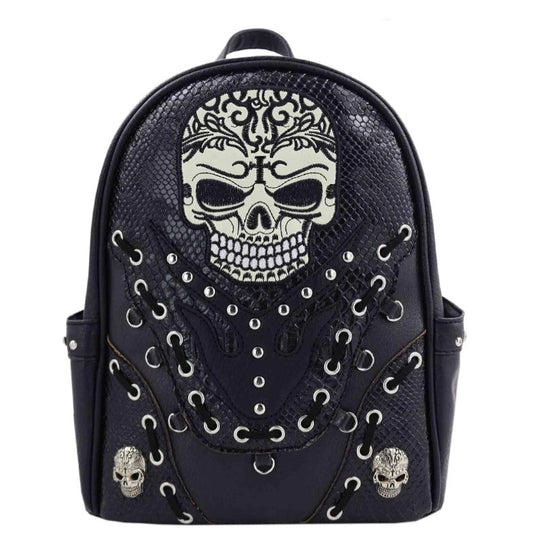 Embroidered Skull Backpack