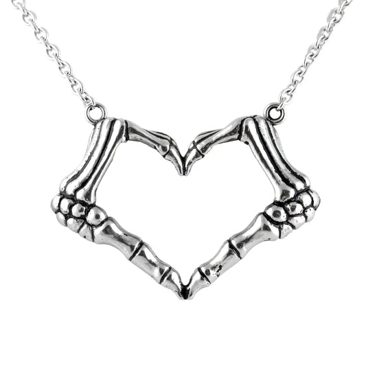 Controse Skeleton Hand Heart Necklace - I Love You To Death