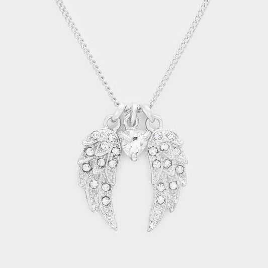 Angel Wings and Heart Necklace